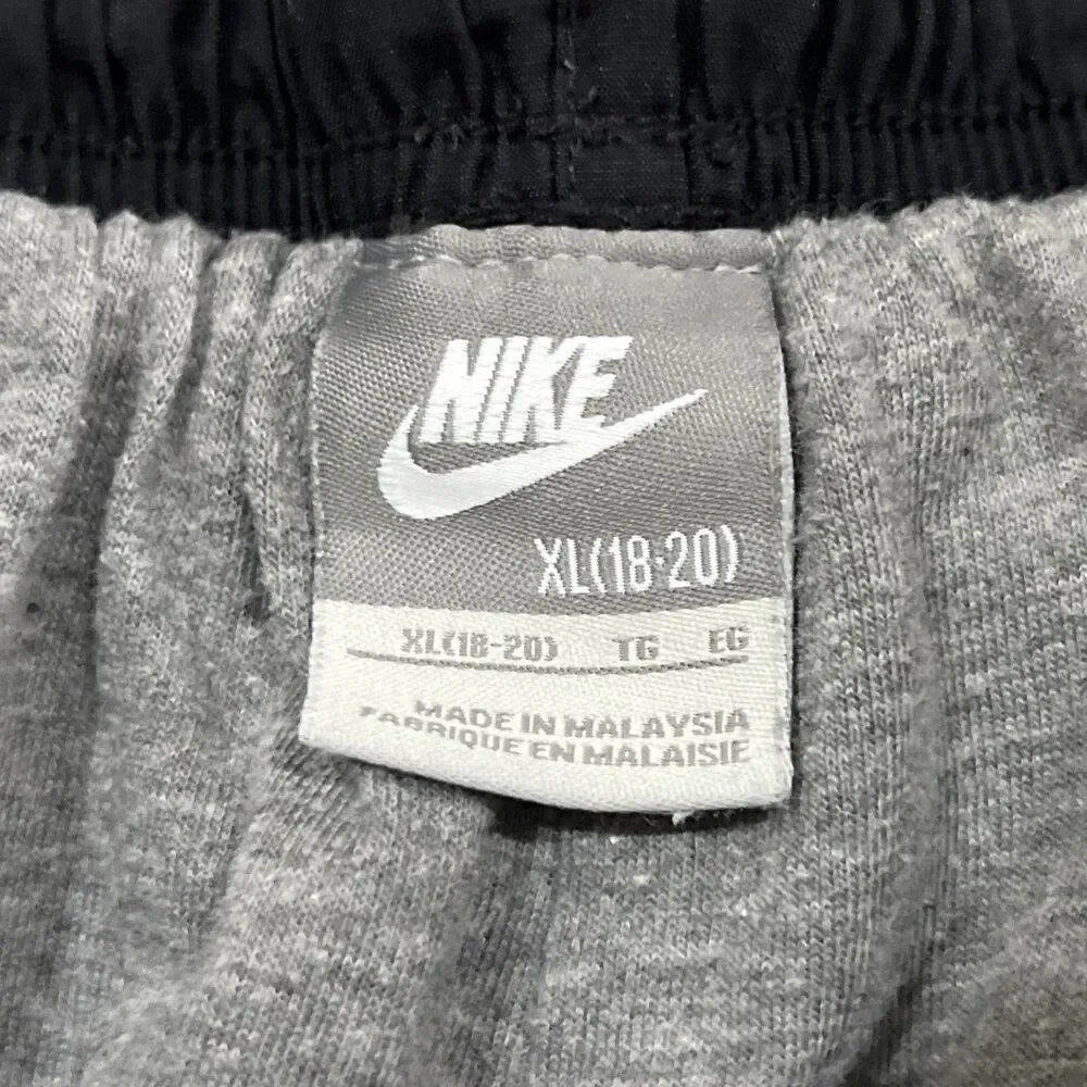 Vintage Y2K Nike Gray Tag Black Gray White Lined Track Pants - Youth XL 18-20